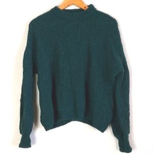 Anine Bing Jolie Pointelle Knit Sweater Green Size XS
